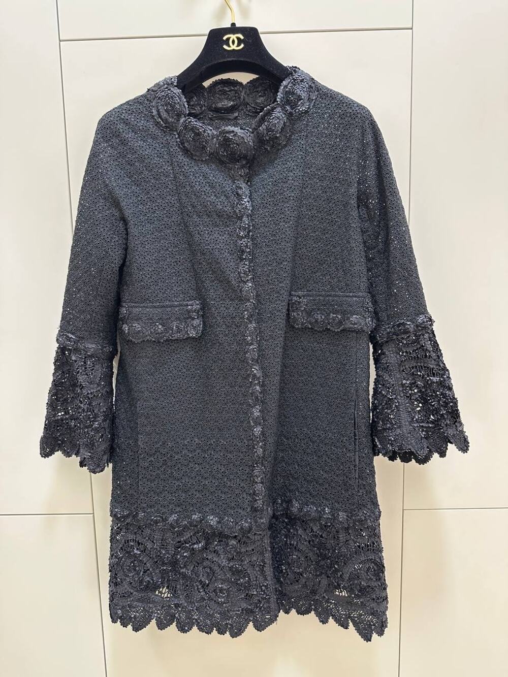Ermanno Scervino Black Embellished Lace Floral Jacket Sz.38